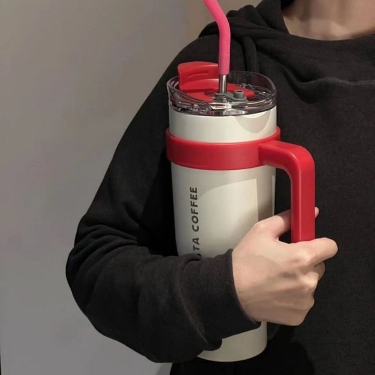 Colorful Insulated Coffee Tumblers with Handle & Straw 1200 ml - Image 6