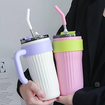 Colorful Insulated Tumblers with Handle & Straw 890 ml - Image 6