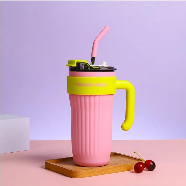 Colorful Insulated Tumblers with Handle & Straw 890 ml - Image 3