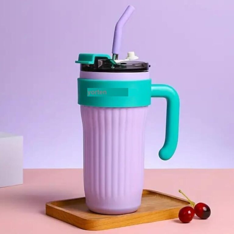 Colorful Insulated Tumblers with Handle & Straw 890 ml - Image 4