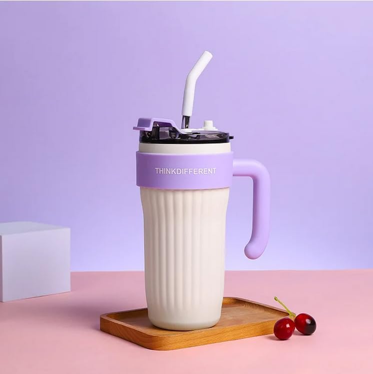 Colorful Insulated Tumblers with Handle & Straw 890 ml - Image 5