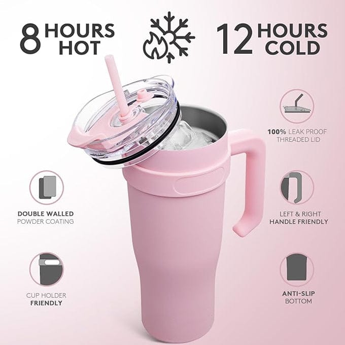 Insulated Tumblers with Handle & Straw 1200 ml - Image 3