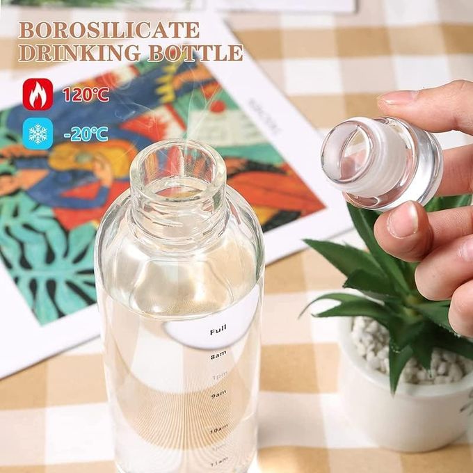 Time Marked Glass Water Bottle with Hourly Tracking 500 ml - Image 8