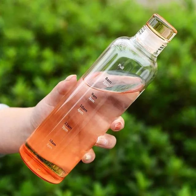 Time Marked Glass Water Bottle with Hourly Tracking 500 ml - Image 5