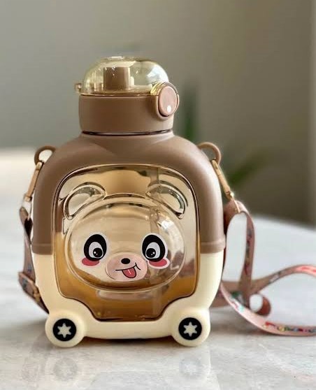 Cute Cartoon Water Bottle with Handle and Straw 1000 ml - Image 4
